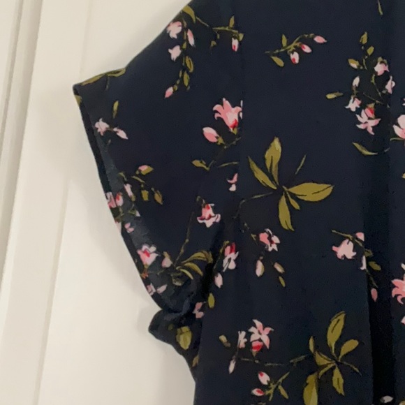 Ann Taylor Floral Ruffle Wrap Dress Navy 2P - Picture 6 of 8